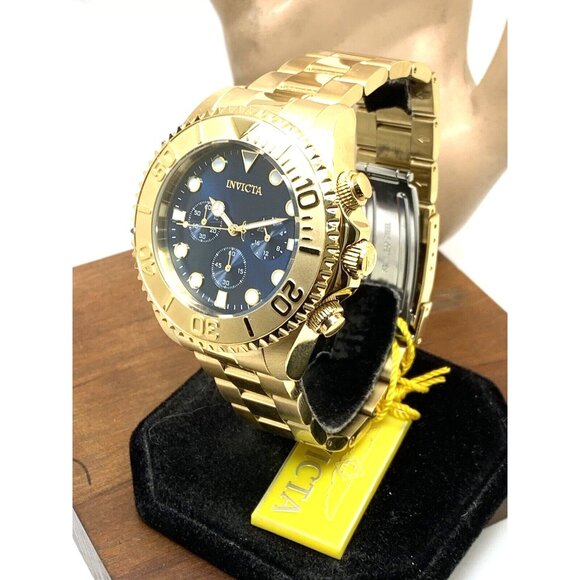 Invicta Men's Watch 36974 Pro Diver Quartz Chronograph Gold Steel Blue Dial 47mm - Picture 2 of 15